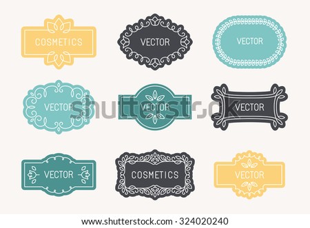 Vector Set Of Linear Design Elements Packaging Labels And Frames In Trendy Style For Cosmetics Vector Set Of Linear Design Elements Packaging Labels And Frames In Trendy Style For Cosmetics