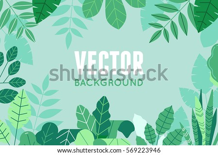 Vector illustration in trendy flat and linear style - background with copy space for text - green plants and leaves