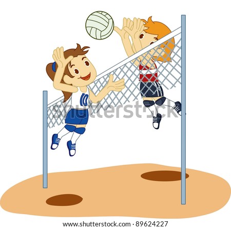 Kids Playing Volleyball. Stock Vector Illustration 89624227 : Shutterstock