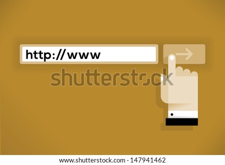 http://www Internet address with businessman hand cursor icon over 