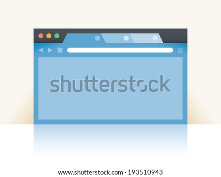 Internet browser window with search address field (Google, Chrome, Bing, Yandex, Yahoo), blank clear webpage and space for you text. Concepts: Web search, Online shopping, advertisement etc.