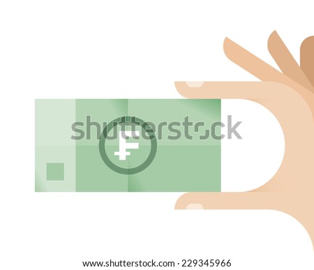 Businessman hand with Swiss Franc (CHF) money banknote.