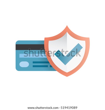 Credit card with shield. Purchase protection concept.