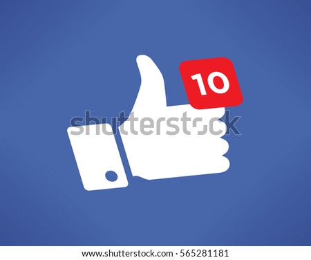 Thumbs up social network icon with new appreciation number symbol. Idea - blogging and online messaging.