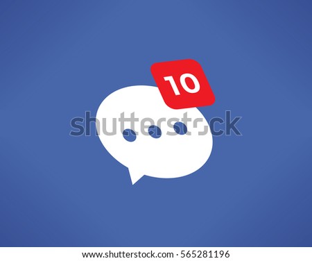 Social network (Facebook, Twitter, Whatsapp, Vkontakte) new chat message / comment / notification icon screen. Concepts: Internet friendship, communication, online messaging relationships, blogging