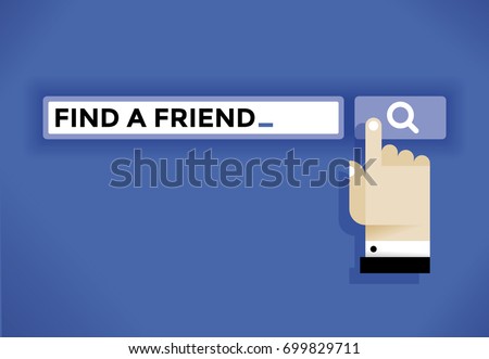 Finding friends in Internet. Businessman hand icon. Concepts: Google search, online relationships, web communication, social media networks (Facebook, Twitter, Vkontakte), solitude, loneliness	