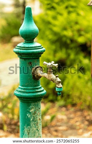 Similar – Image, Stock Photo two hydrants on old dirty wall of a house with closed blinds