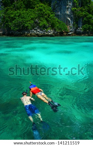 Snorkeling at  Phi Phi Island, Phuket, THAILAND