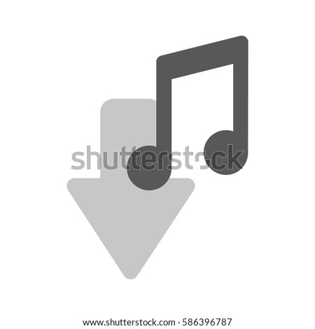 Music note flat gray icon simple download sign vector illustration EPS 10