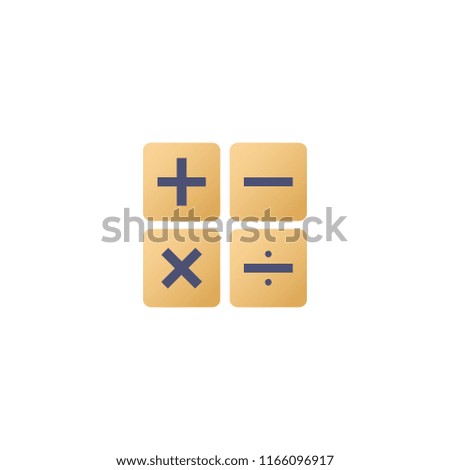 Vector basic mathematic symbols in orange boxes, calculator interface button icon. Subtraction, addition, multiplication and division. isolated illustration