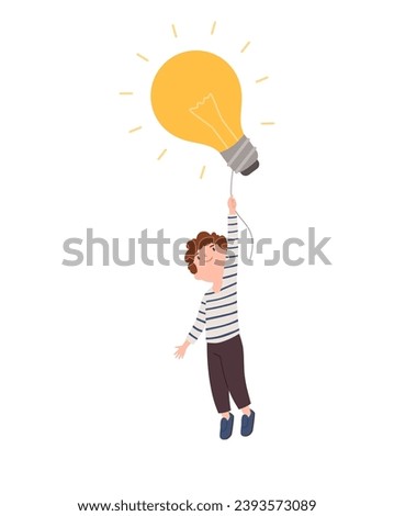 Child developing logical thinking skills with smart and creative ideas in education, flat vector illustration isolated on white background. Kids intellectual growth.