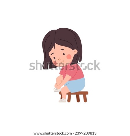 Similar – Image, Stock Photo Cute girl sitting on the stairs outside the campus after college class and chatting with her friends