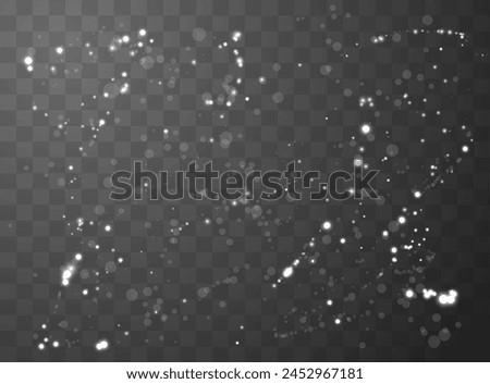 Ethereal dust particles and soft white glows compose this magical overlay. Vector illustration suitable for adding a mystical touch to visuals or creating dreamy backgrounds.