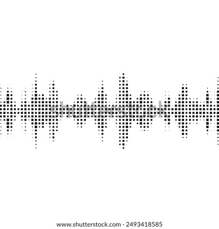 Abstract soundwave design composed of black dots arranged in a radial pattern. This vector illustration features a stylized soundwave, perfect for audio, music, or technology-themed projects.