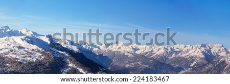 Winter mountain landscape, panorama resort \