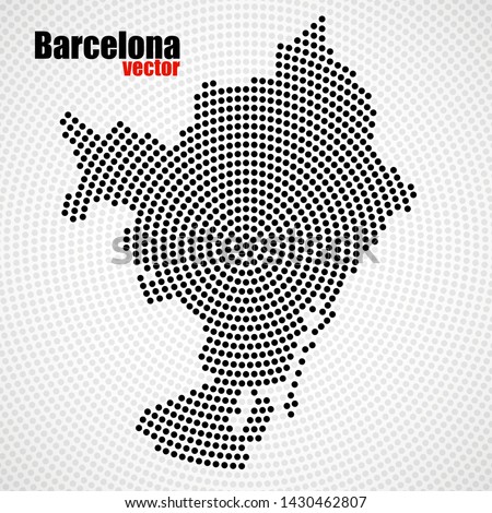 Abstract map Barcelona of radial dots, halftone concept. Vector illustration, eps 10