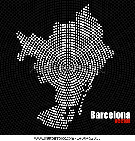 Abstract map Barcelona of radial dots, halftone concept. Vector illustration, eps 10