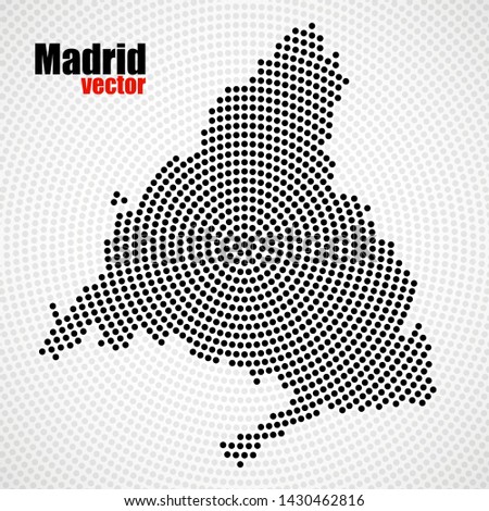Abstract map Madrid of radial dots, halftone concept. Vector illustration, eps 10