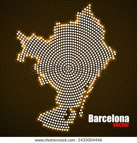 Abstract map Barcelona of glowing radial dots, halftone concept. Vector illustration, eps 10