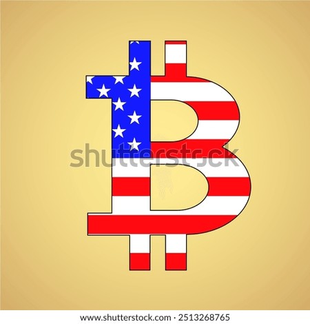 Bitcoin sign of American flag. Vector illustration