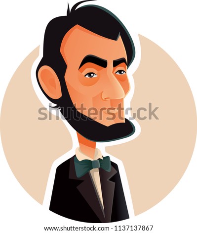 
Abraham Lincoln Vector Caricature Illustration. Portrait of the 16th American president known for visionary politics
