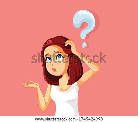 Funny Shrugging Woman Having Many Questions. Young girl uncertain about making a choice
