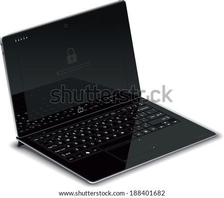 Vector Tablet Left Side View with Keyboard Dock - Vector illustration of a tablet with a keyboard set in high detail. File type: vector EPS AI8 compatible. 