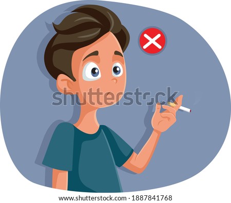 Teen Boy About to Make the Bad Decision on Smoking. Curious teenager trying to take on harmful addictive habit 
