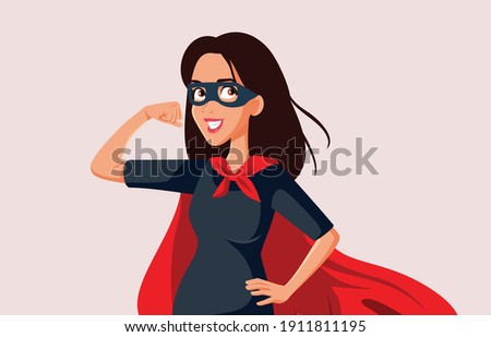 Strong Female Superhero Vector Character. Woman feeling strong and confident with superpowers
