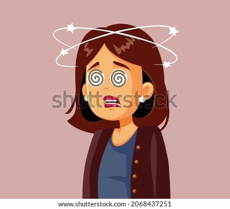 Dizzy Woman Feeling Sick Vector Cartoon Illustration
Nauseated inebriated person having spinning head symptoms
 Foto d'archivio © 