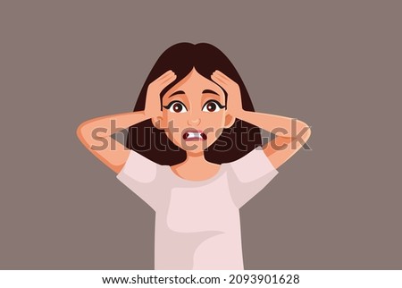 
Worried Concerned Woman Feeling Desperate Vector illustration. Stressed young person feeling frustrated having a panic attack
 Foto d'archivio © 