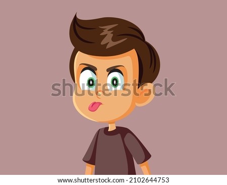 
Rude Misbehaving Boy Sticking Her Tongue Out Vector Cartoon. Rebellious child acting out in disobedience making impolite gesture
 Foto stock © 