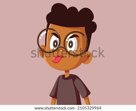 
Misbehaving Little Boy Making Rude Gesture Vector Illustration. Rebellious child acting out in disobedience making impolite gesture
 Foto stock © 