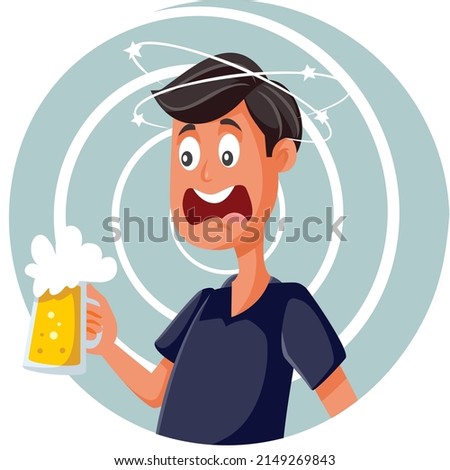 

Drunk Man Feeling Dizzy Holding Beer Mug Vector Cartoon. Tipsy nauseated guy suffering from alcohol poisoning
 Foto d'archivio © 