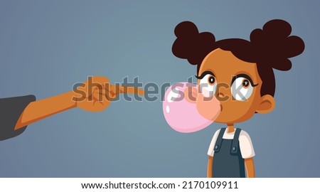 
Defiant Child Ignoring Parent Scolding Vector Cartoon Illustration. Little girl feeling rebellious, chewing loud and impolite being scolded by her mom
 Foto stock © 