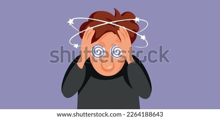 
Man Feeling Nauseous and Dizzy Having Headaches Vector Illustration. Unhappy hangover guy feeling still tipsy and drink

