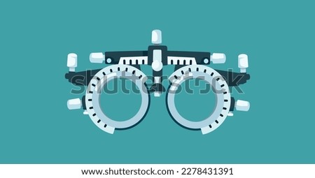 
Trial Frame for Eye Test Medical Examination Tool Vector Illustration. Optical instrument of diopter measurement in eye clinic hospital
