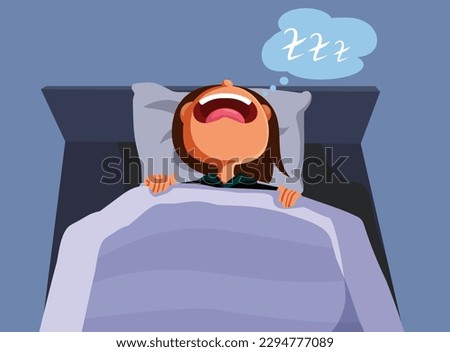 
Child Screaming Having a Nightmare Vector Cartoon Illustration. Unhappy kid suffering from sleep apnea problems 
