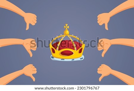 
People Disliking the Monarchy Institution Vector Cartoon Concept Illustration. Social activism against the royal institution in modern times
