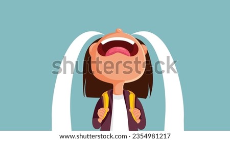 
Unhappy Student Crying Not Wanting to go to School Vector Cartoon. upset the little girl weeping feeling said for the new school year
