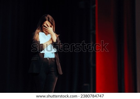 
Shy Woman holding her Written Speech Feeling Stressed out
Stressed businesswoman making mistakes on her presentation
 Foto stock © 