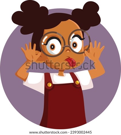 
Naughty Girl Making Faces Being Rude Vector Cartoon Illustration. Stressed girl feeling bratty and spoiled acting out 
