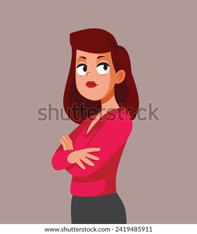 
Unhappy Woman Feeling Displeased and Annoyed Vector Cartoon
Stressed girlfriend expressive displeasure with her posture 
