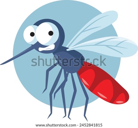 
Funny Scared Mosquito Vector Cartoon Character Illustration
Stressed insect being threatened with anti-parasite methods 
