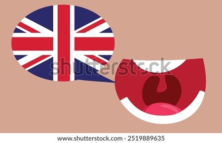 
Vector Cartoon Mouth Speaking English Vector Cartoon Design. Person fluent in a foreign language speaking up
