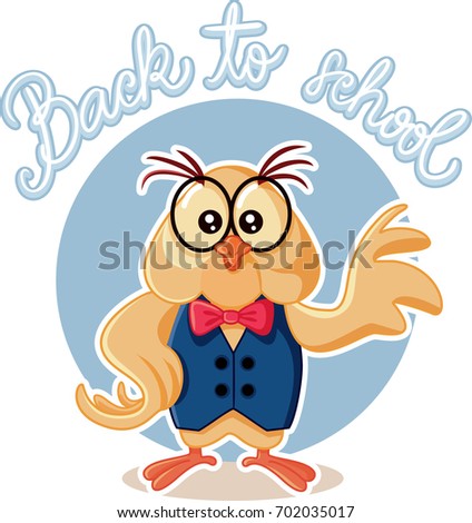 Cute Owl Wearing Eyeglasses Cartoon Vector Illustration - Bird character back to school typographic concept poster art
