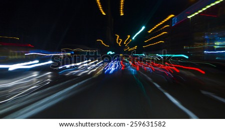 car lights on highway by night,abstract light trace background