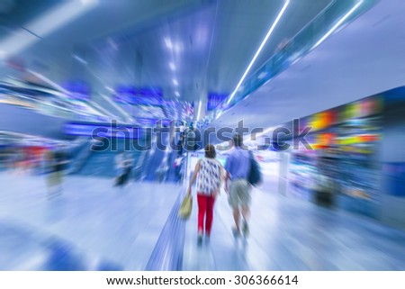 abstract image of people in the metro station,motion blurred people