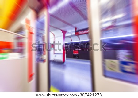 people on subway train , metro train  in rush hour