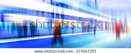 silhouette of people on train station with  train,people waiting on train station , rush hour ,